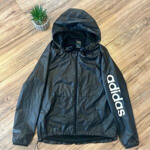 Adidas Women’s Black Hooded Windbreaker Size Small